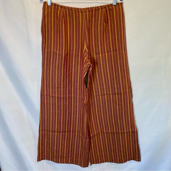 Monika Turtle Studio 100% Linen Striped Wide Leg Pants Women’s Medium High Rise - Picture 1 of 15